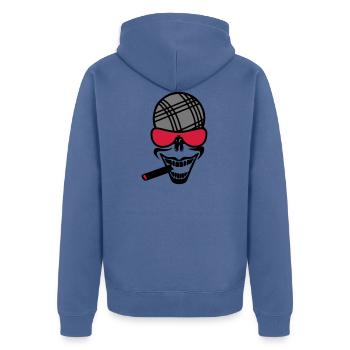 petanque smile cigard bezel head smi - Unisex Premium Organic Zip Hoodie - stone blue - Back - Nico (187cm)