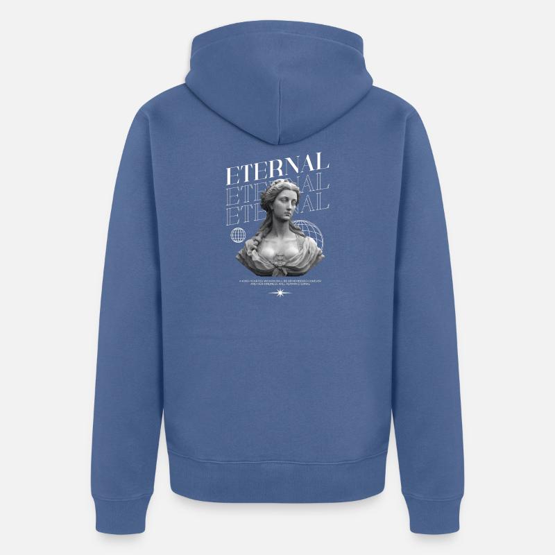 Bonté éternelle : Statue, collage globe - Veste à capuche bio Premium Unisexe - bleu pigeon