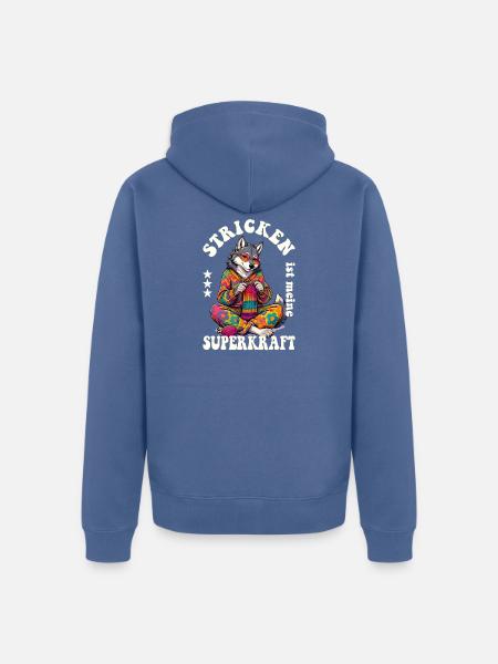 Stricken Strickerin Stricker - Unisex Premium Bio Zip Hoodie - Taubenblau