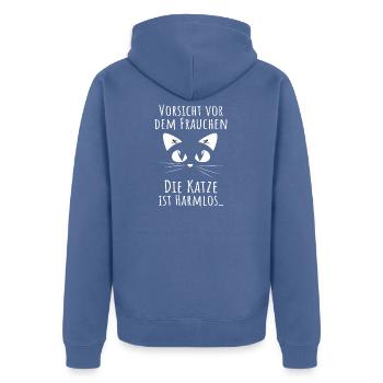 Katze Frauen Katzenhumor Lustiger Spruch Motiv - Unisex Premium Bio Zip Hoodie - Taubenblau - Hinten - Nico (187cm)