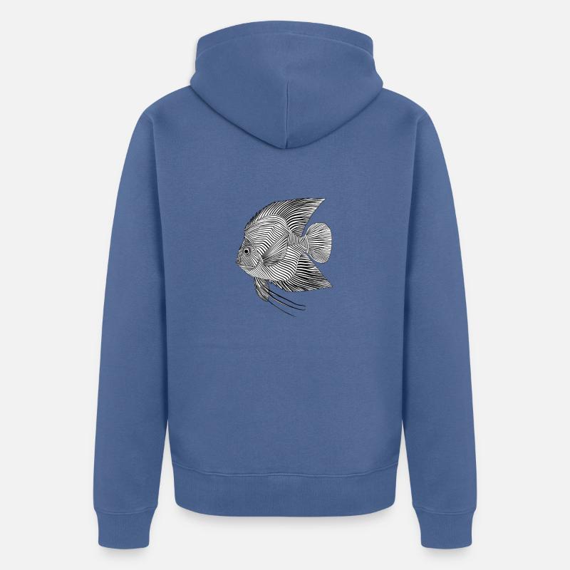 Lignes d’art poisson #fish - Veste à capuche bio Premium Unisexe - bleu pigeon