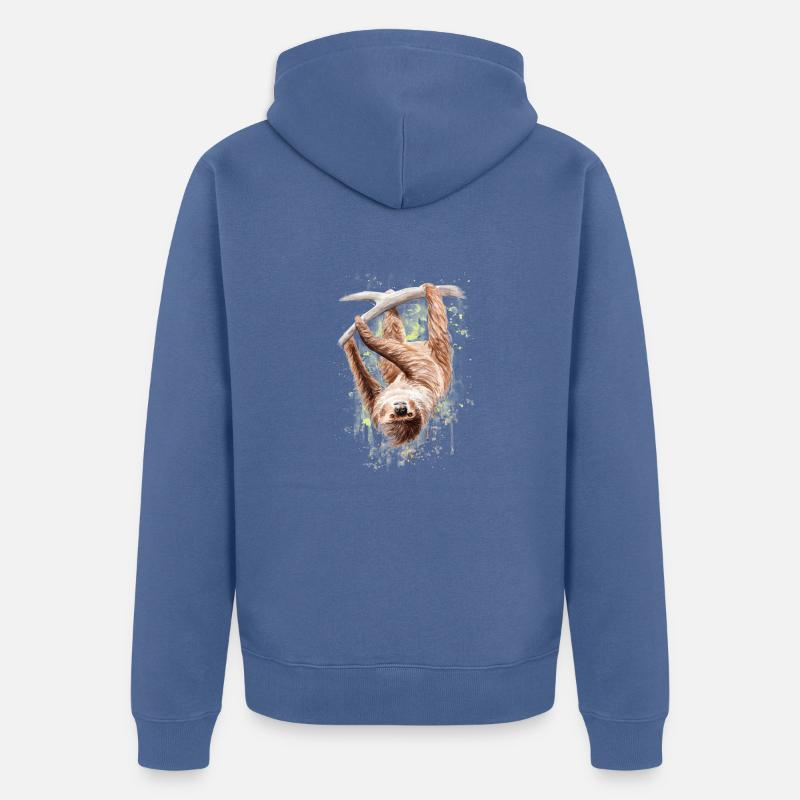 Faultier - Unisex Premium Bio Zip Hoodie - Taubenblau