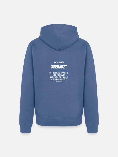 OBERARZT - Unisex Premium Bio Zip Hoodie - Taubenblau