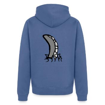 Tentakel Kraken Monster aufgerissens Shirt Alien - Unisex Premium Bio Zip Hoodie - Taubenblau - Hinten - Nico (187cm)