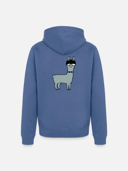 Lama-nørd Nørd Hornbriller Butterfly Sjov Alpaka Sød - Premium økologisk unisex-hættejakke - dueblå