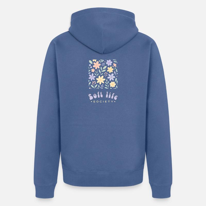 Fleurs pastel Vie douce - Veste à capuche bio Premium Unisexe - bleu pigeon