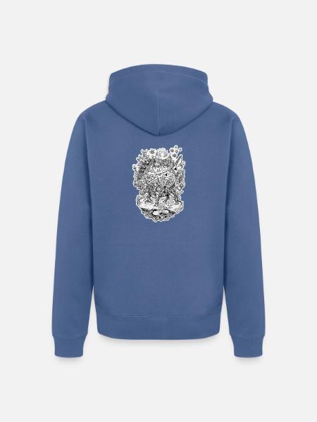 Stier-Kritzeleien - Unisex Premium Bio Zip Hoodie - Taubenblau