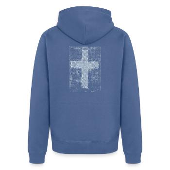 Kreuz-Halftone Textur - Unisex Premium Bio Zip Hoodie - Taubenblau - Hinten - Nico (187cm)