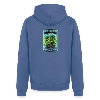Röntgen Ravioli Dose - Unisex Premium Bio Zip Hoodie - Taubenblau - Hinten - Nico (187cm)