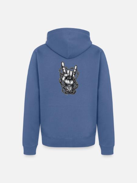 Heavy Metal Stacheldraht - Unisex Premium Bio Zip Hoodie - Taubenblau