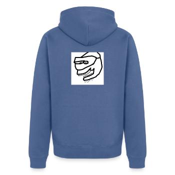 hehe - Unisex Premium Bio Zip Hoodie - Taubenblau - Hinten - Nico (187cm)