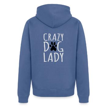 crazy dog lady Zitat - Unisex Premium Bio Zip Hoodie - Taubenblau - Hinten - Nico (187cm)