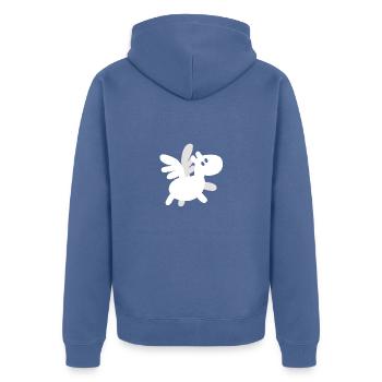 Baby Pegasus - Unisex Premium Bio Zip Hoodie - Taubenblau - Hinten - Nico (187cm)