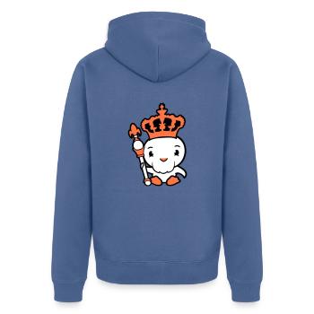 Bird King Crown Ruler Beard Old Kingdom - Unisex Premium Organic Zip Hoodie - stone blue - Back - Nico (187cm)
