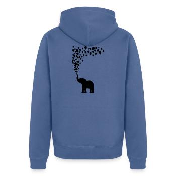 Elefant Luftballon Freude Spiel Spass Geschenk - Unisex Premium Bio Zip Hoodie - Taubenblau - Hinten - Nico (187cm)
