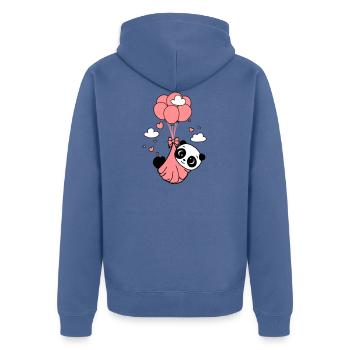 Panda cub in the clouds - Unisex Premium Organic Zip Hoodie - stone blue - Back - Nico (187cm)