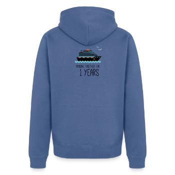 Cruising Together For 1 Years Wedding Anniversary - Unisex Premium Organic Zip Hoodie - stone blue - Back - Nico (187cm)