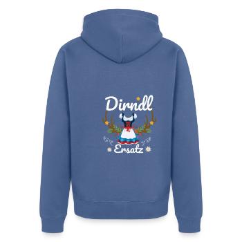 Dirndl Ersatz - Unisex Premium Bio Zip Hoodie - Taubenblau - Hinten - Nico (187cm)