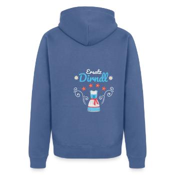 Dirndl Ersatz - Unisex Premium Bio Zip Hoodie - Taubenblau - Hinten - Nico (187cm)