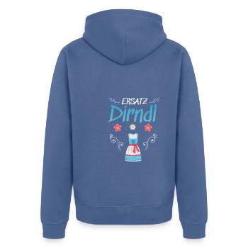 Dirndl Ersatz - Unisex Premium Bio Zip Hoodie - Taubenblau - Hinten - Nico (187cm)