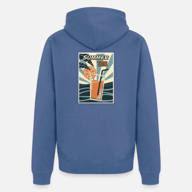 Boisson Orange d’été rétro - Veste à capuche bio Premium Unisexe - bleu pigeon