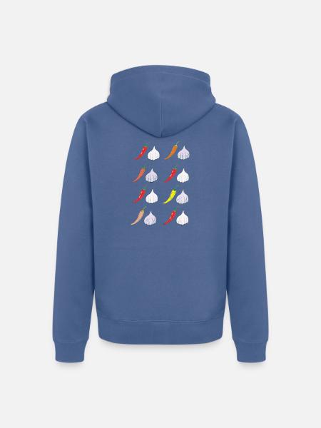 ChiliKnoblauch Muster Farbprint - Unisex Premium Bio Zip Hoodie - Taubenblau