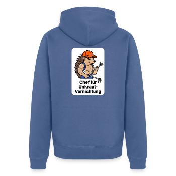 Chef für Unkraut-Vernichtung T-Shirt - Unisex Premium Bio Zip Hoodie - Taubenblau - Hinten - Nico (187cm)