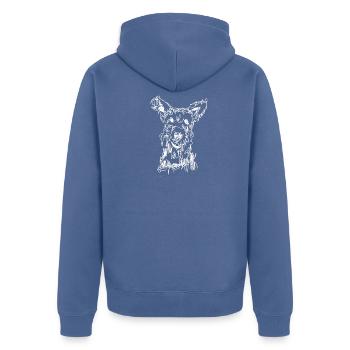 Terrier Berger de Picardie - Unisex Premium Bio Zip Hoodie - Taubenblau - Hinten - Nico (187cm)