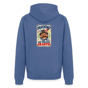 Fasching Kostüm grantig - Unisex Premium Bio Zip Hoodie - Taubenblau - Hinten - Nico (187cm)