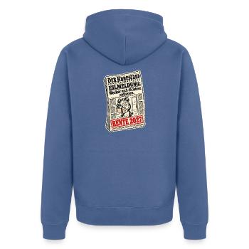 Rente 2027 Wecker entlassen - Unisex Premium Bio Zip Hoodie - Taubenblau - Hinten - Nico (187cm)