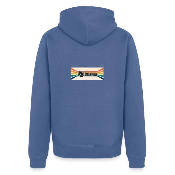 The Dark Horses Banner Logo - Unisex Premium Organic Zip Hoodie - stone blue - Back - Nico (187cm)