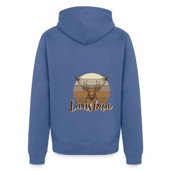Lausbua Hirsch Lederhosen - Unisex Premium Bio Zip Hoodie - Taubenblau - Hinten - Nico (187cm)