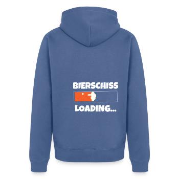 Bierschiss loading - Unisex Premium Bio Zip Hoodie - Taubenblau - Hinten - Nico (187cm)