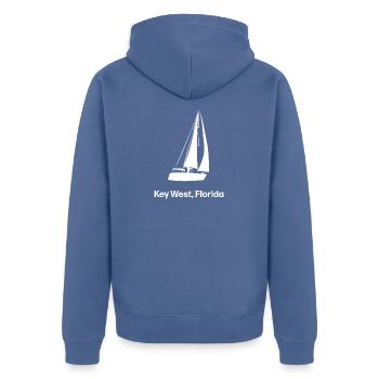 Segelboot Key West Florida - Unisex Premium Bio Zip Hoodie - Taubenblau - Hinten - Nico (187cm)