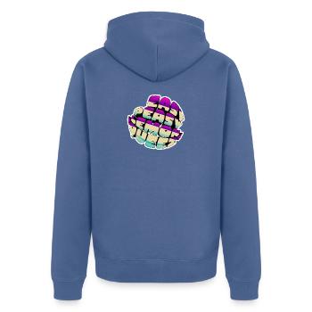 Easy Peasy Lemon Squeezy - Unisex Premium Bio Zip Hoodie - Taubenblau - Hinten - Nico (187cm)