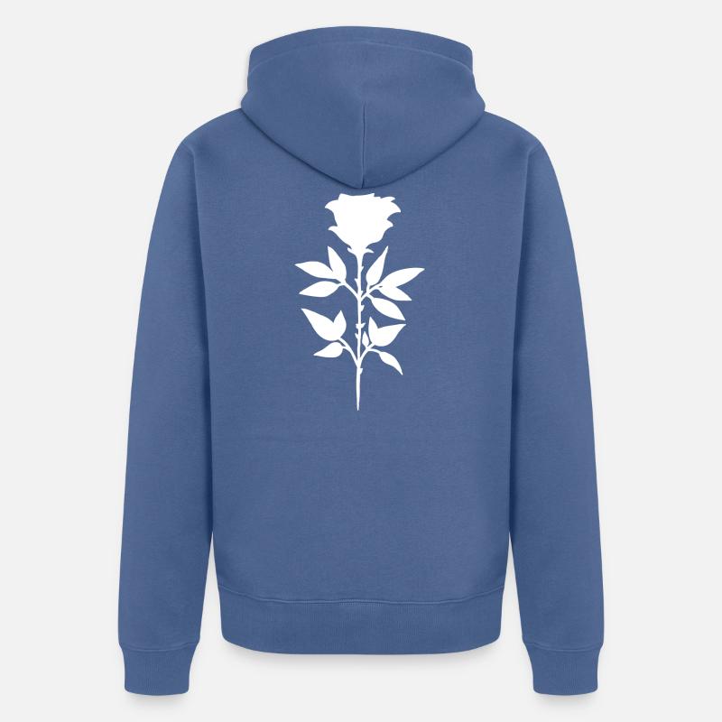 Rose blanche - Veste à capuche bio Premium Unisexe - bleu pigeon
