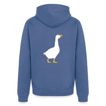 Lachende Gans Design - Unisex Premium Bio Zip Hoodie - Taubenblau - Hinten - Nico (187cm)
