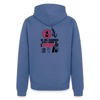 not disturb time apero2 - Unisex Premium Organic Zip Hoodie - stone blue - Back - Nico (187cm)