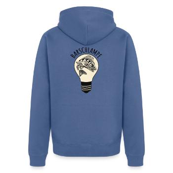 Barschlampe Angeln Barsch Lustiges Wortspiel - Unisex Premium Bio Zip Hoodie - Taubenblau - Hinten - Nico (187cm)