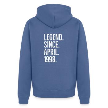 Legend Since April 1998 - Unisex Premium Organic Zip Hoodie - stone blue - Back - Nico (187cm)