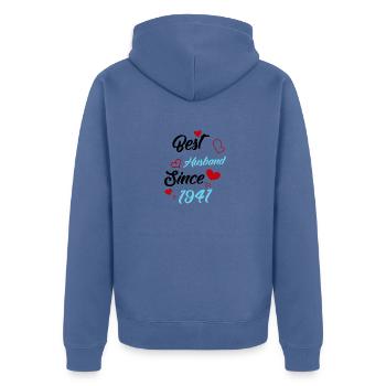 Best Husband Since 1941 Wedding - Unisex Premium Organic Zip Hoodie - stone blue - Back - Nico (187cm)