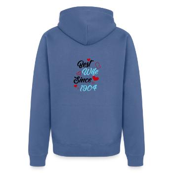 Jubiläum Trauerbeste Ehefrau seit 1904 Hochzeit - Unisex Premium Bio Zip Hoodie - Taubenblau - Hinten - Nico (187cm)