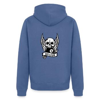 billiards head dead skull wing banner logo - Unisex Premium Organic Zip Hoodie - stone blue - Back - Nico (187cm)