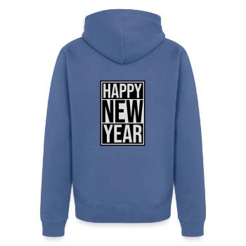 Citation Bonne année - Veste à capuche bio Premium Unisexe - bleu pigeon - Dos - Nico (187cm)