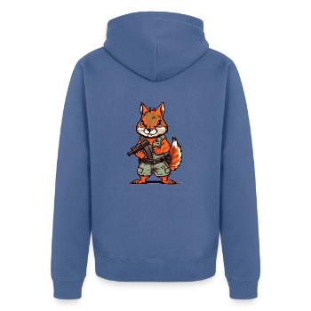 Eichhörnchen bis an die Zähne bewaffnet - Unisex Premium Bio Zip Hoodie - Taubenblau - Hinten - Nico (187cm)