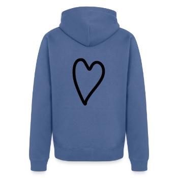 Heart Simple - Unisex Premium Organic Zip Hoodie - stone blue - Back - Nico (187cm)