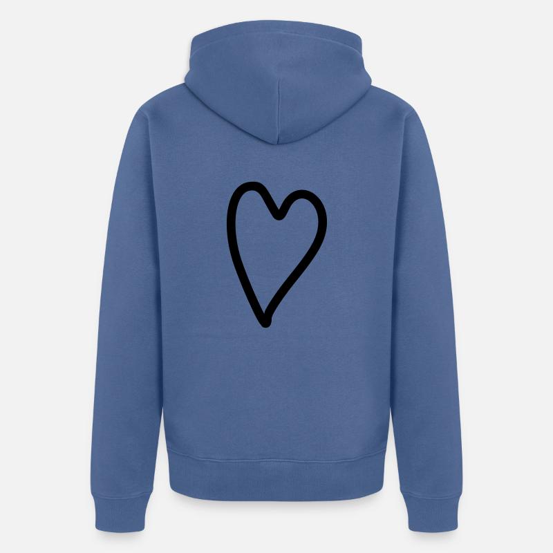 Herz einfach - Unisex Premium Bio Zip Hoodie - Taubenblau