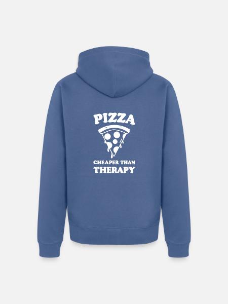 Pizza Cheaper than Therapy - Unisex Premium Organic Zip Hoodie - stone blue