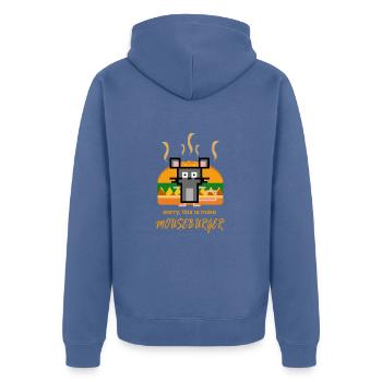 Mouseburger - Unisex Premium Organic Zip Hoodie - stone blue - Back - Nico (187cm)
