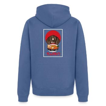 Chien ramen pointer à poil court allemand Art japonais - Veste à capuche bio Premium Unisexe - bleu pigeon - Dos - Nico (187cm)